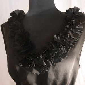 Elle Black Ruffled Crew Tank